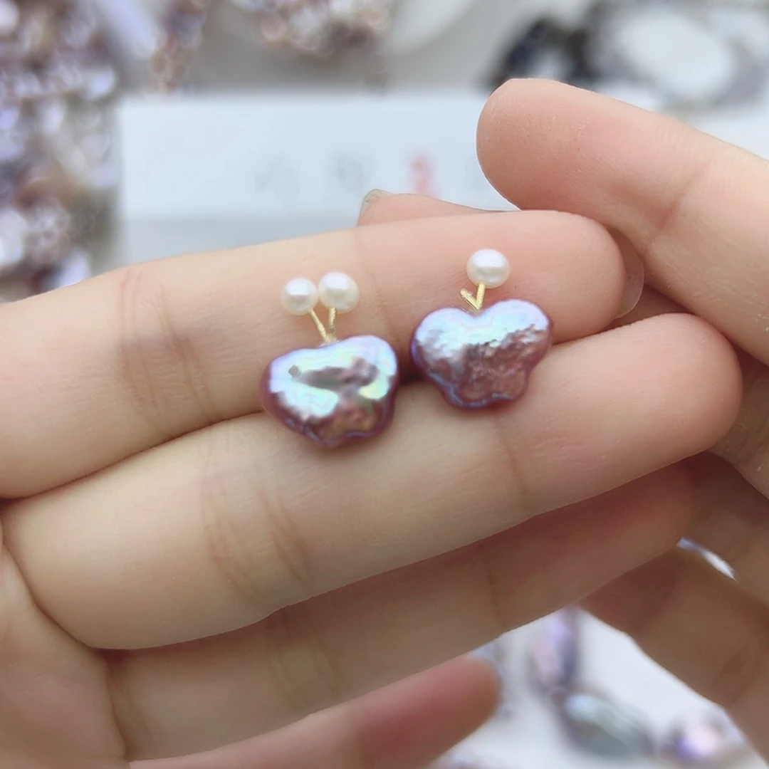 银S925镶嵌耳饰淡水珍珠