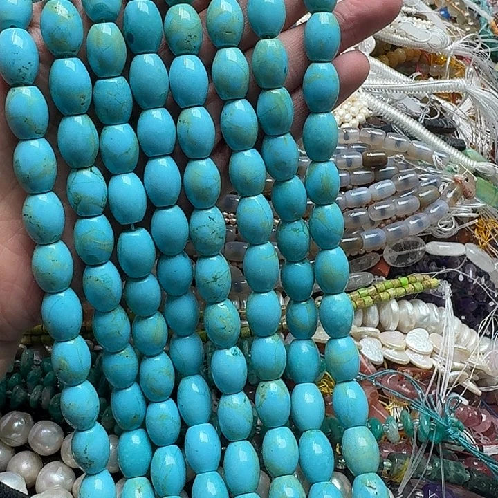 玛瑙/玉髓未镶嵌珠宝半成品一条12x15m松石桶珠