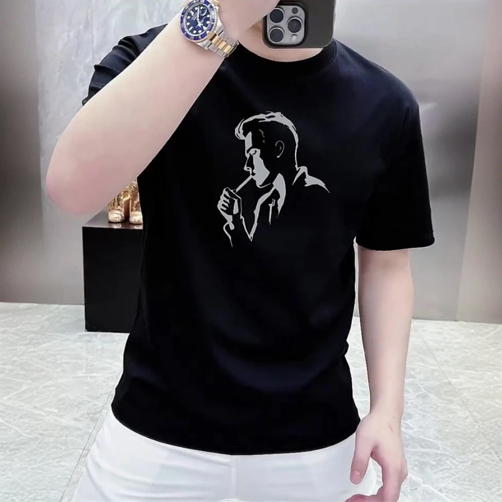 2025新款潮牌高品质短袖T恤男士短T休闲时尚短袖圆领潮流印花