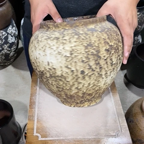 紫砂花盆口18高度25油画8888