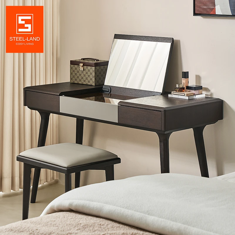 斯帝罗兰2024年新款梳妆台现代化妆梳妆台卧室可收纳镜子小户型