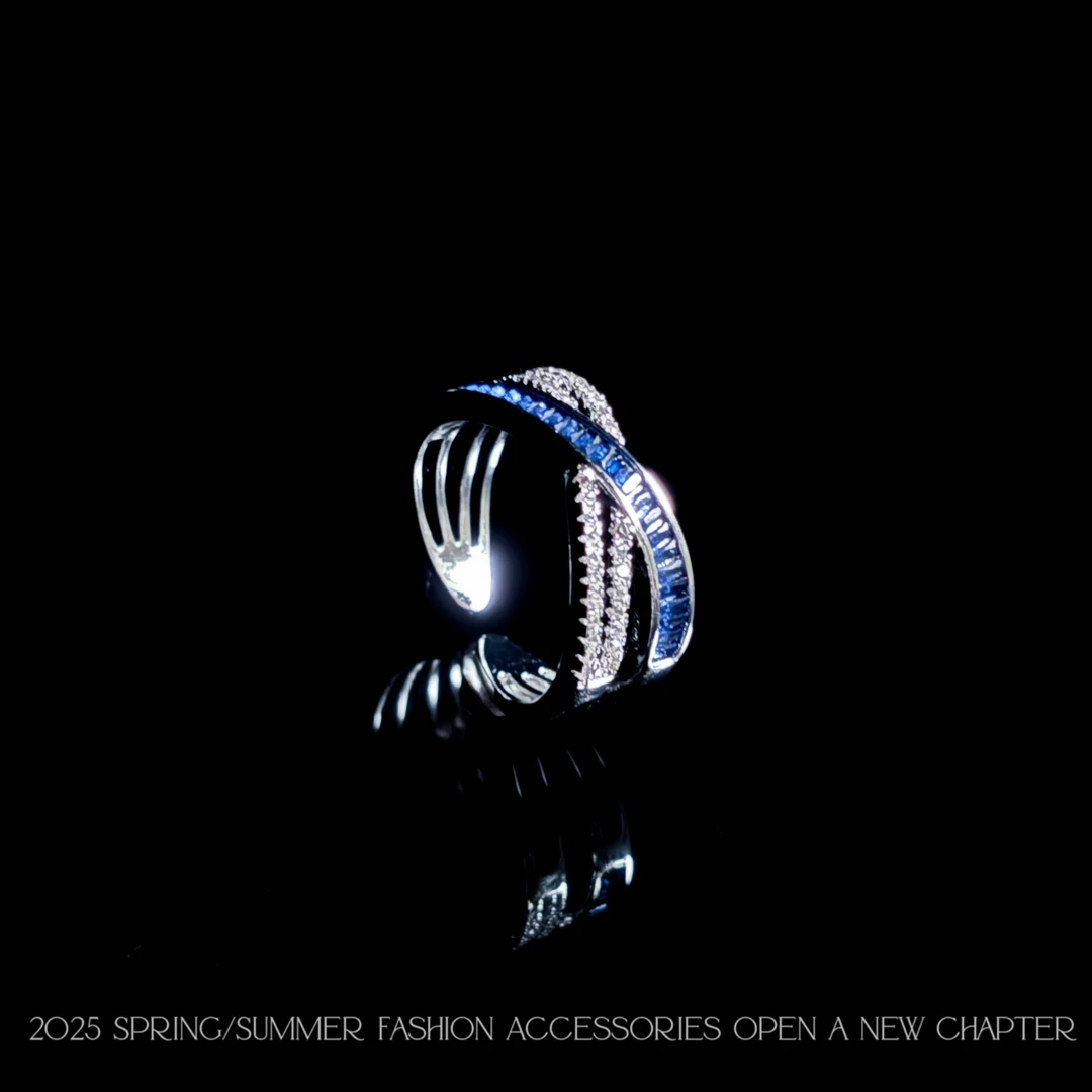 铜合金戒指 镀k金 2025款C7294【交叉蓝海】Jeannie zoo 戒指