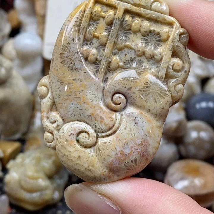 颈饰未镶嵌硅化珊瑚（珊瑚玉）