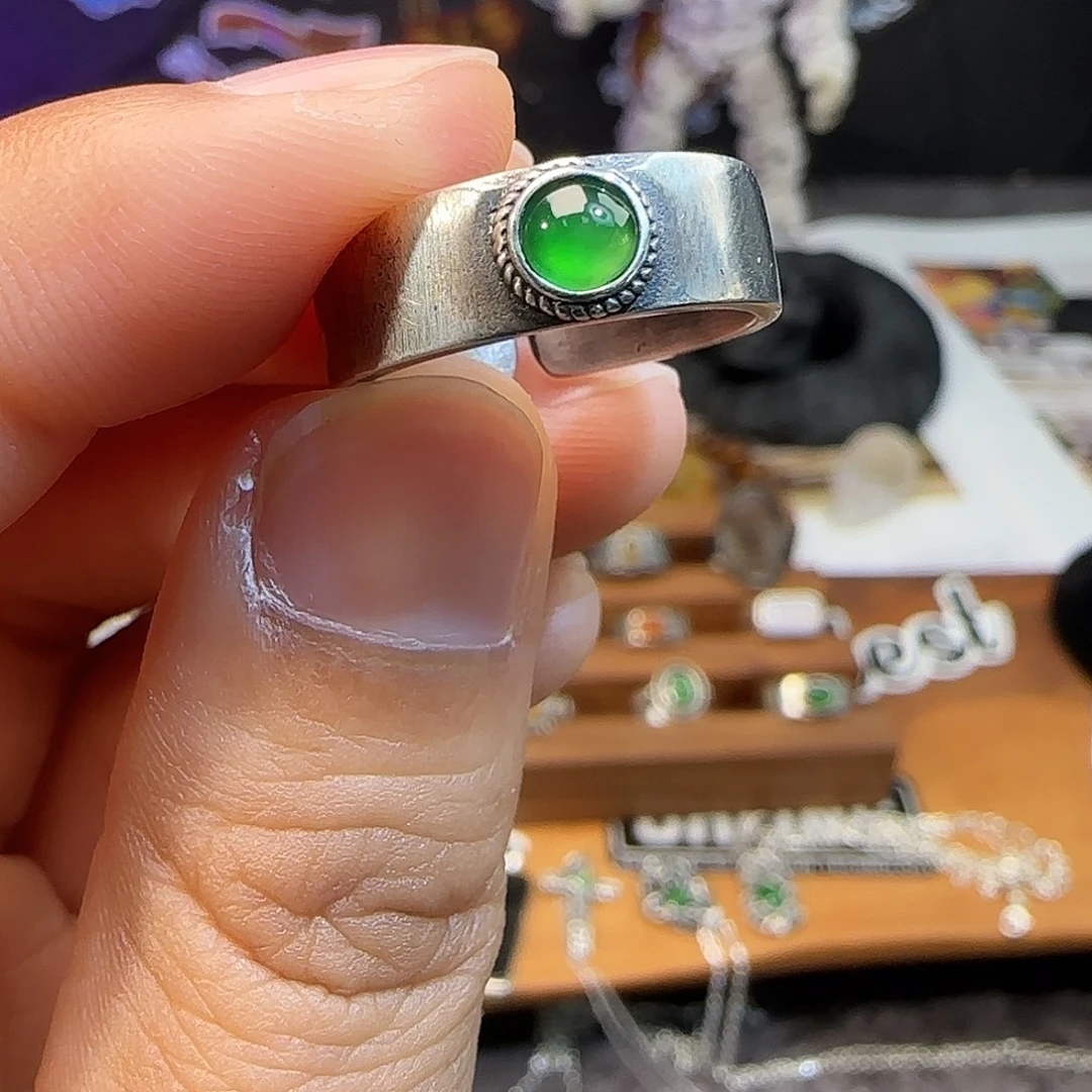翡翠银S925镶嵌戒指