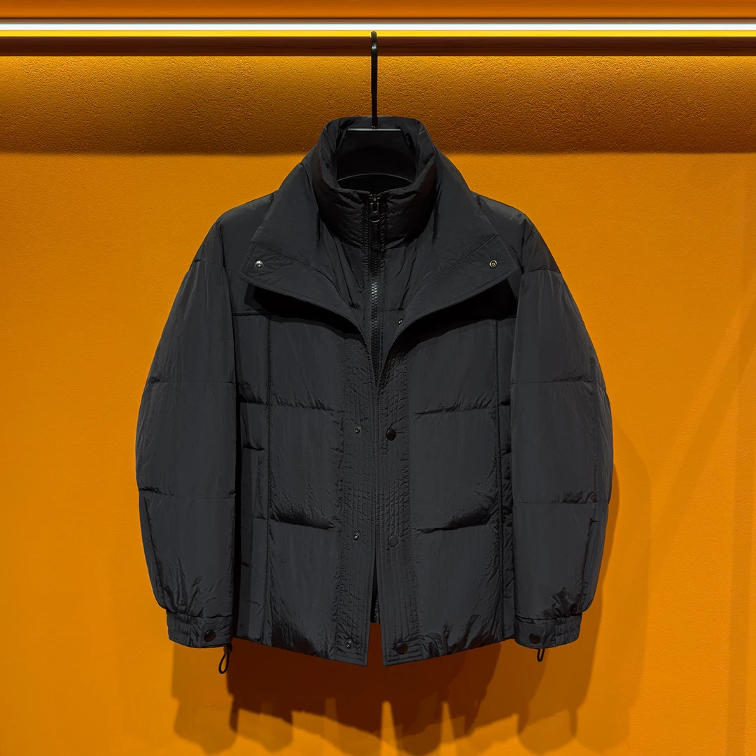 90白鸭绒假两件羽绒服男士冬季装2024新款保暖时尚潮流外套