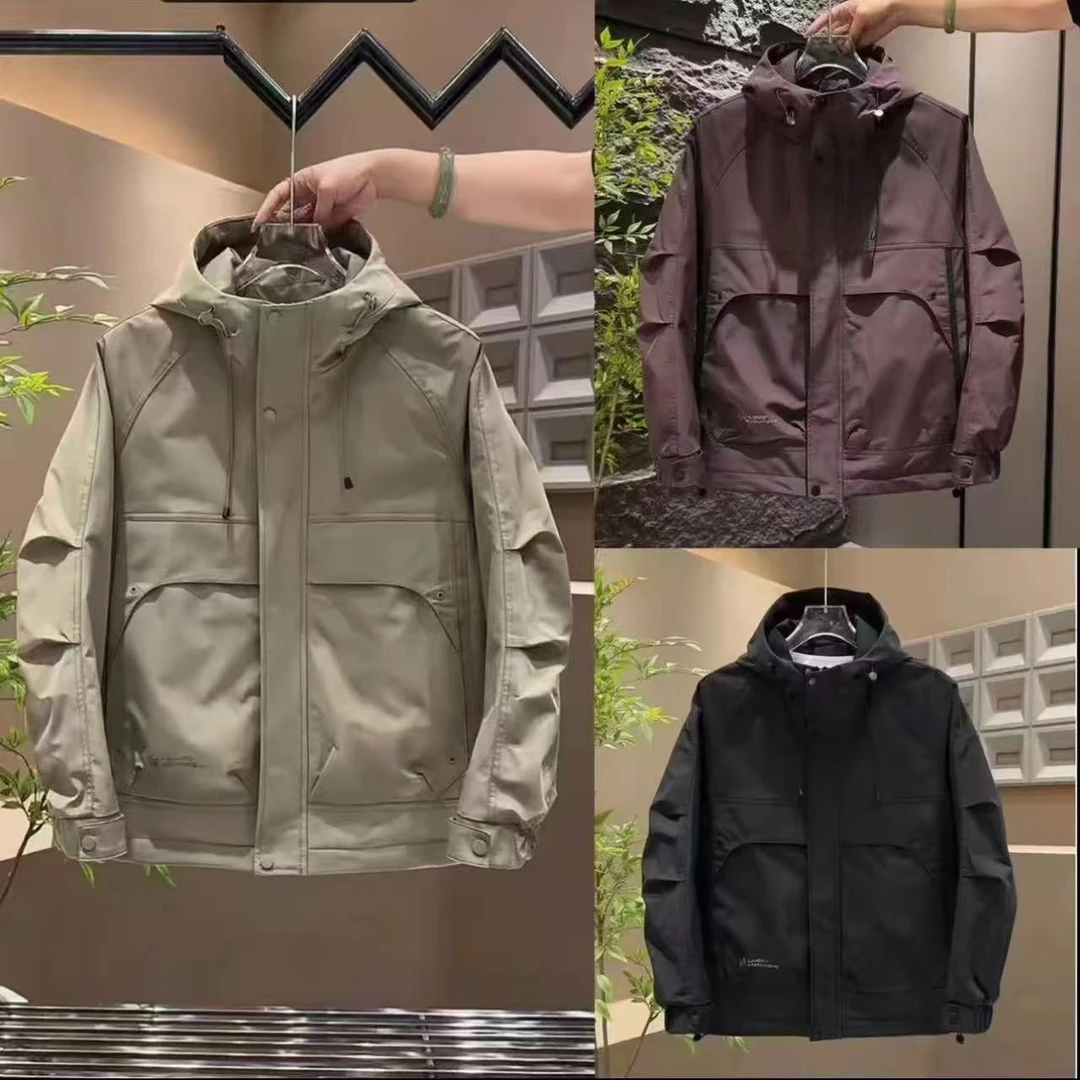 秋冬季新款男士冲锋衣夹棉夹克2025韩版休闲防风工装连帽二棉外套