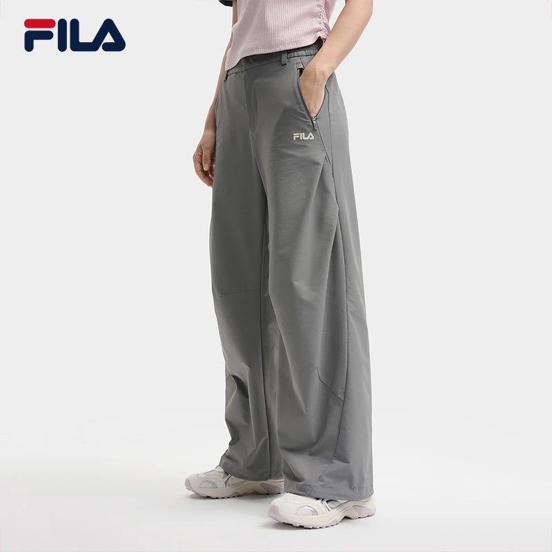 Fila/斐乐2025秋季新款百搭时尚设计薄款宽松直筒梭织运动休闲裤