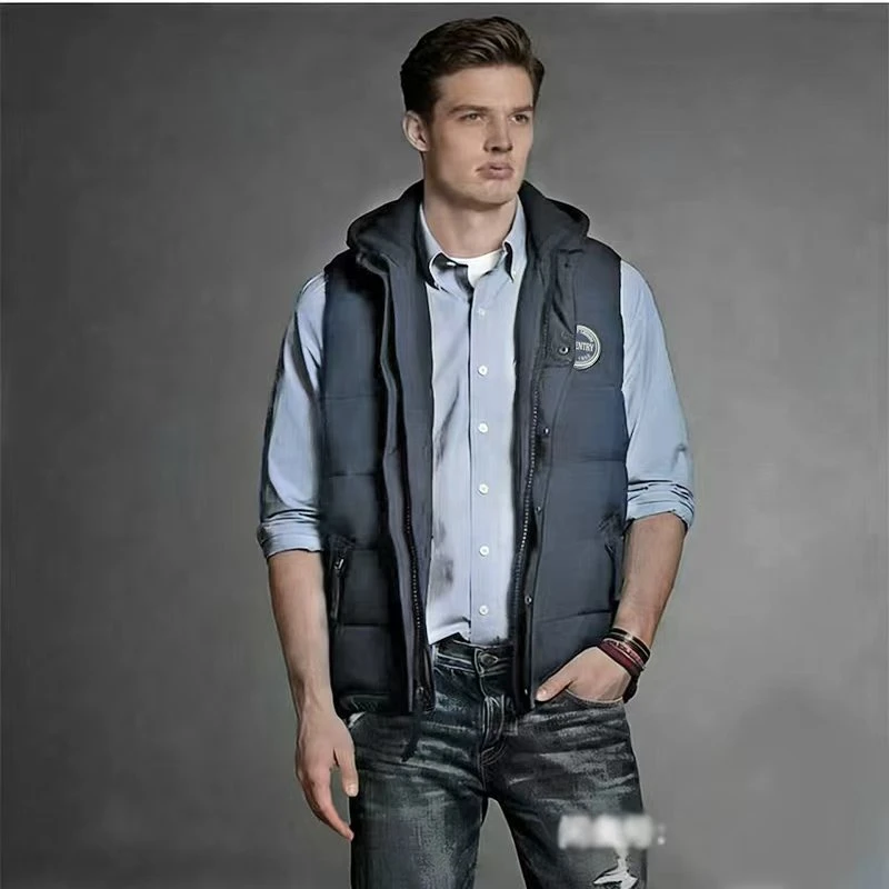 出口外单男羔绒连帽马甲外贸尾货尾单原单清仓男士休闲秋冬