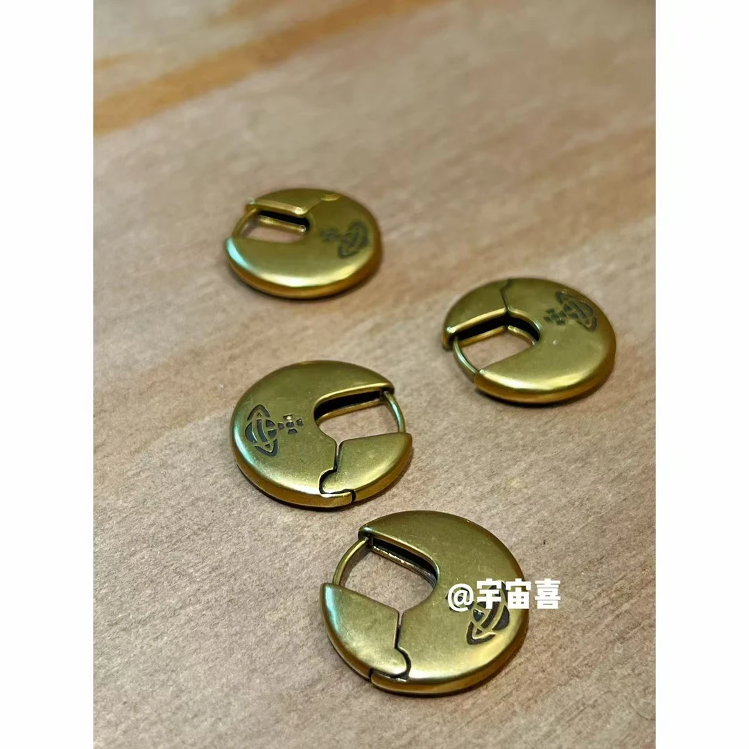 黄铜耳饰 E4-071【古金圆饼圆形星球做旧耳扣】