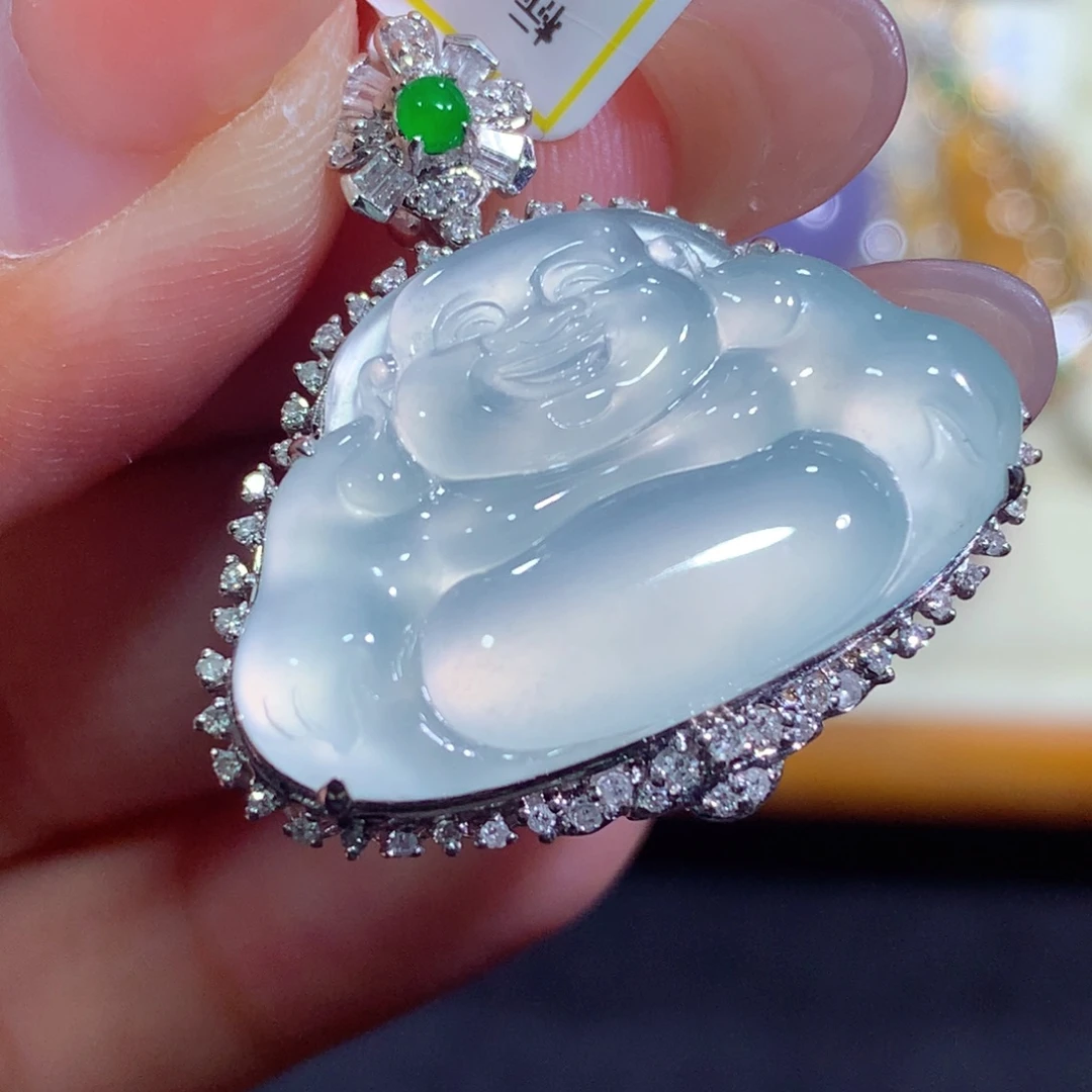 翡翠18K金镶嵌吊坠(不含链)