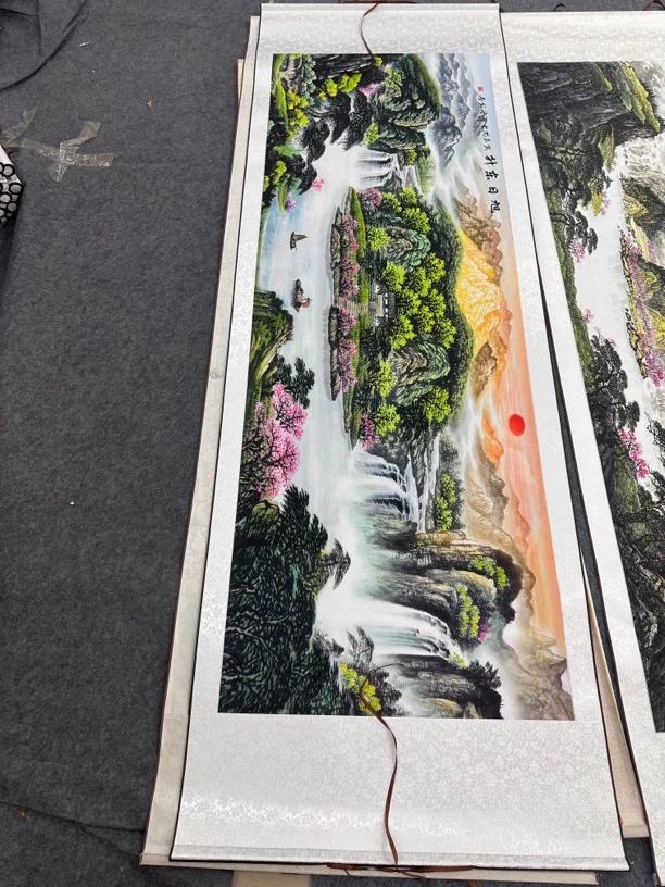 金山旭日东升山水卷轴挂画2.6米✖️80