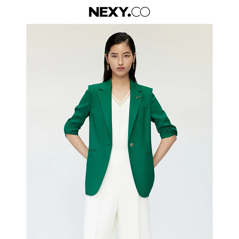 【商场同款】NEXY.CO/奈蔻气质休闲时尚绿色职业通勤外套XA02264J5