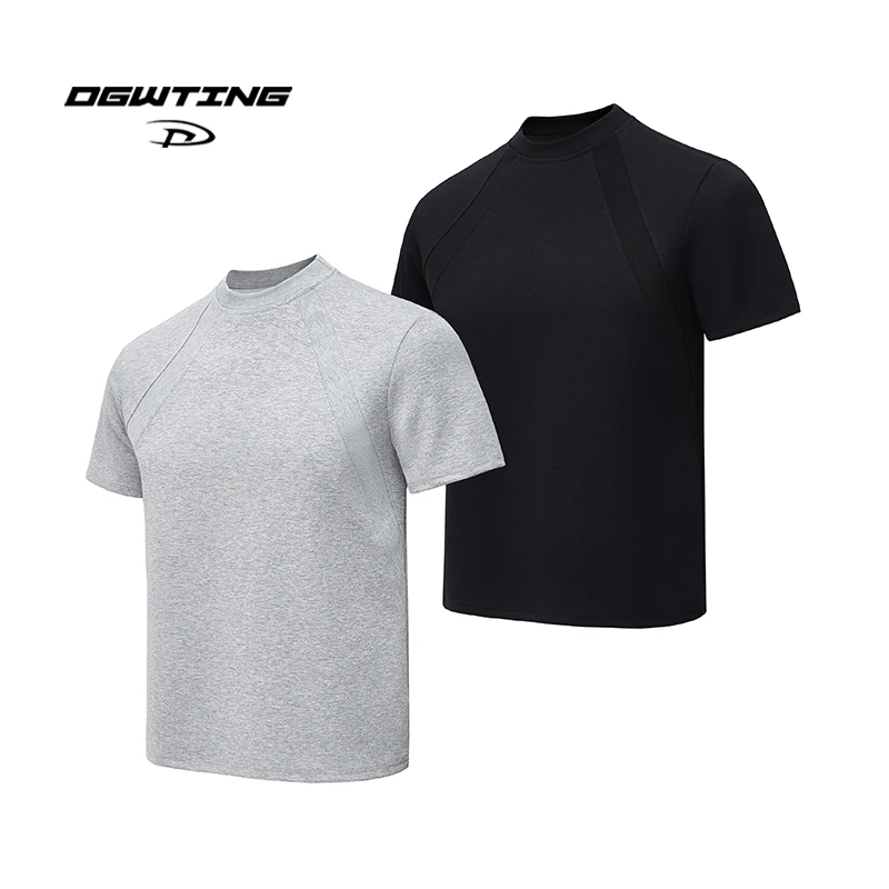 DGWTING280g氨纶太空棉短袖男夏季抗皱硬挺短款boxy版型空气层T恤