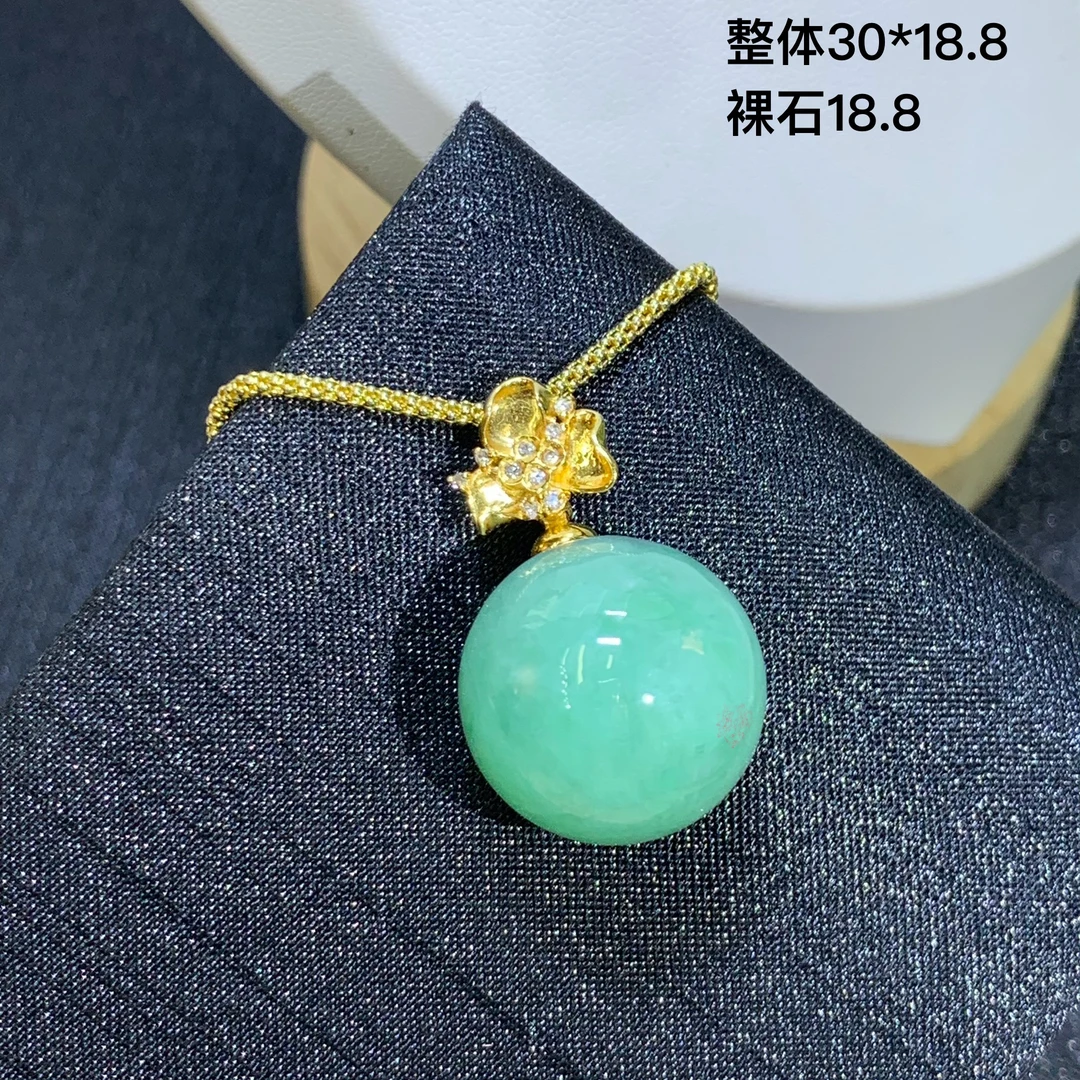 冰润细腻果绿圆珠简约百搭天然翡翠A货9.26/AJ