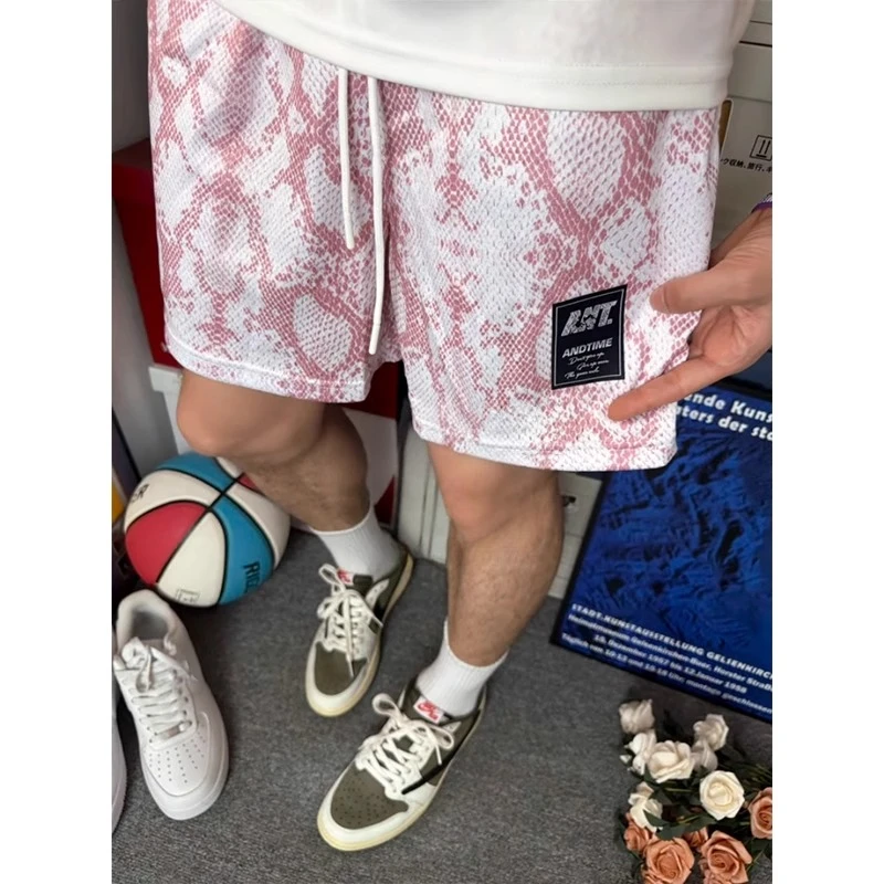 大码300斤美式蟒蛇纹运动短裤男士夏季跑步篮球训练速干四分裤子2