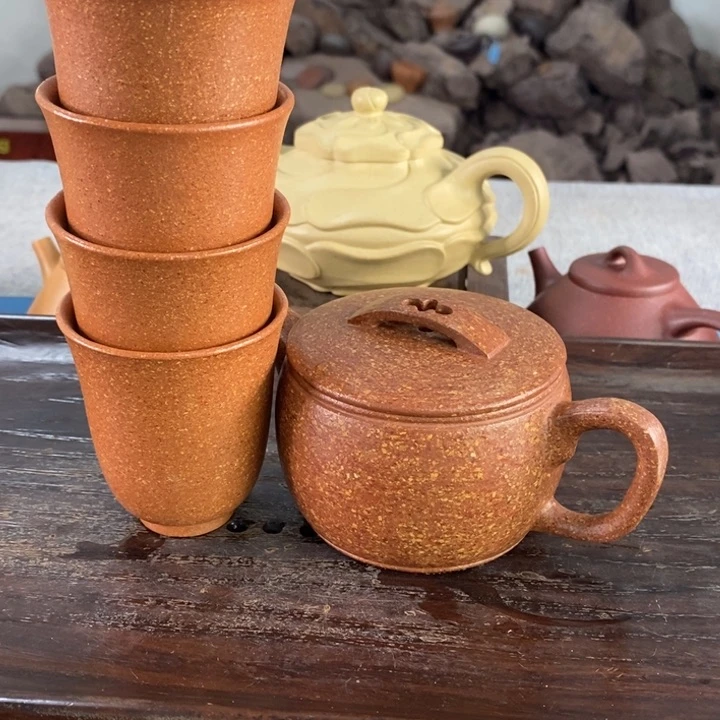 紫砂茶壶游**水冷金黄汉瓦全手制作加4个蚊香杯