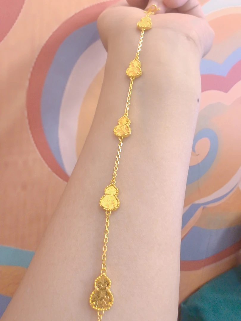 足金999碎冰冰葫芦手链5G黄金手链精致百搭黄金手