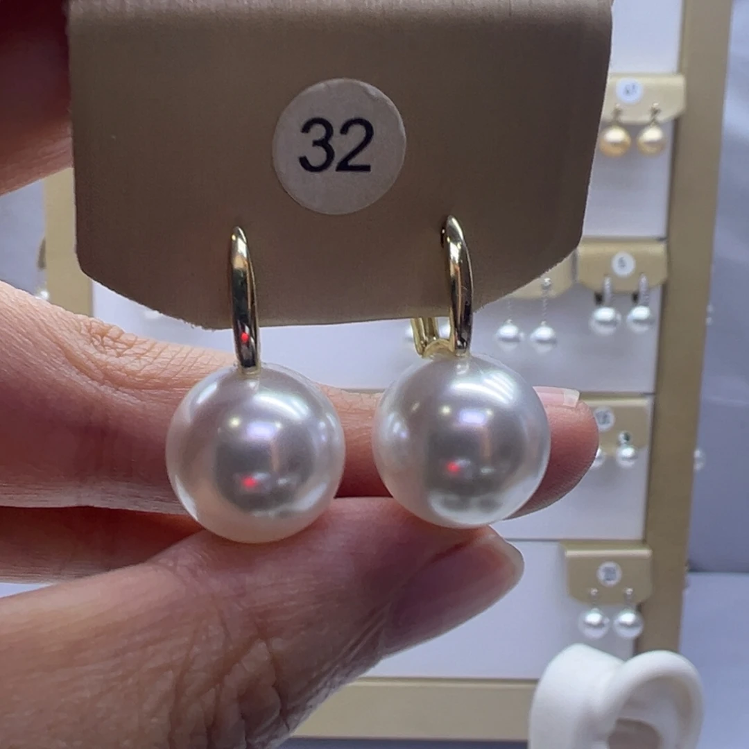 耳饰银S925镶嵌淡水珍珠