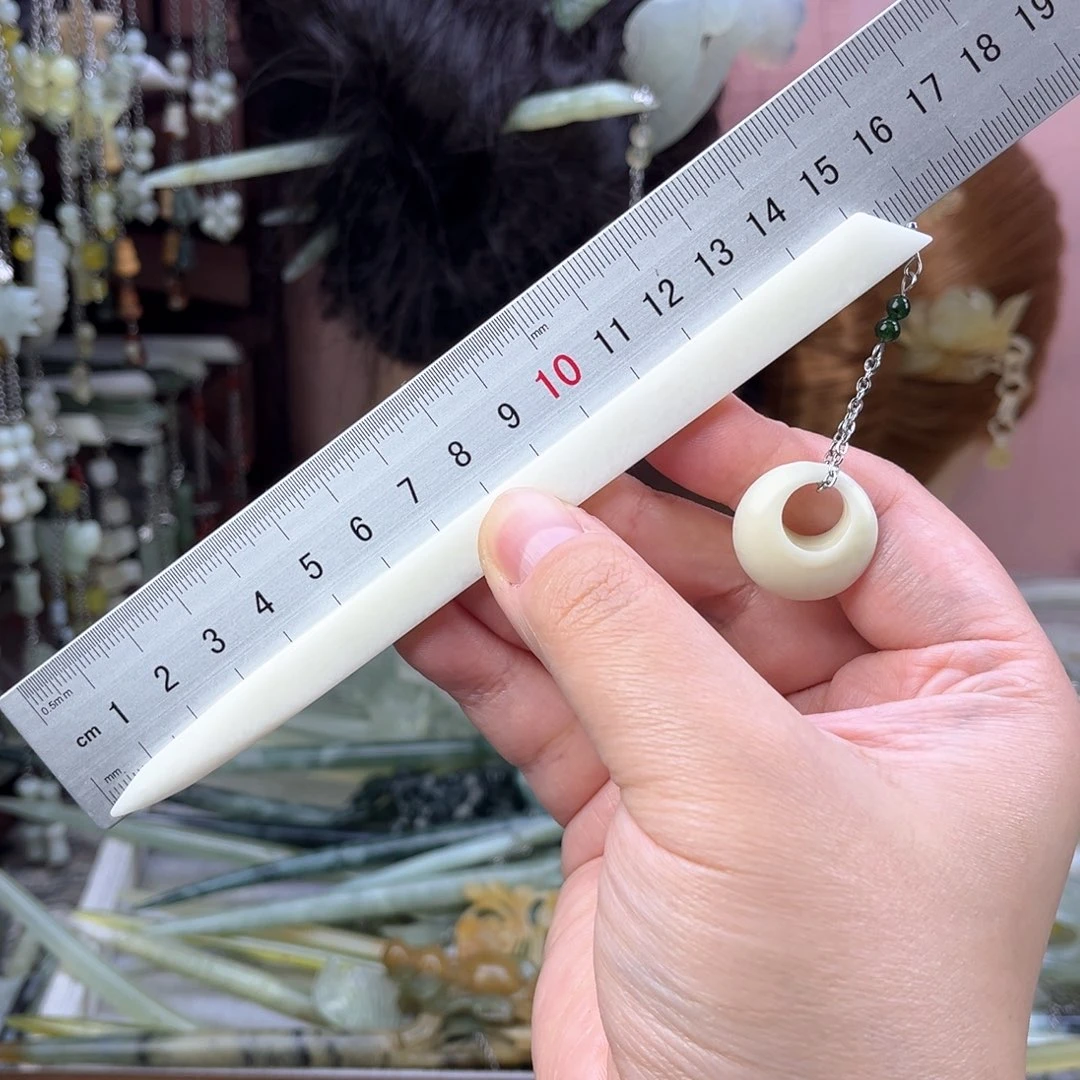 蛇纹石玉发饰未镶嵌默认微瑕岫玉发簪