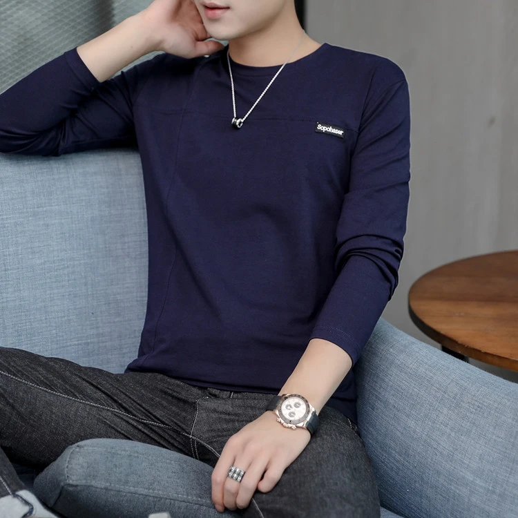 2025秋季新款长袖修身休闲潮流男T恤圆领爆款打底衫内搭秋冬上衣