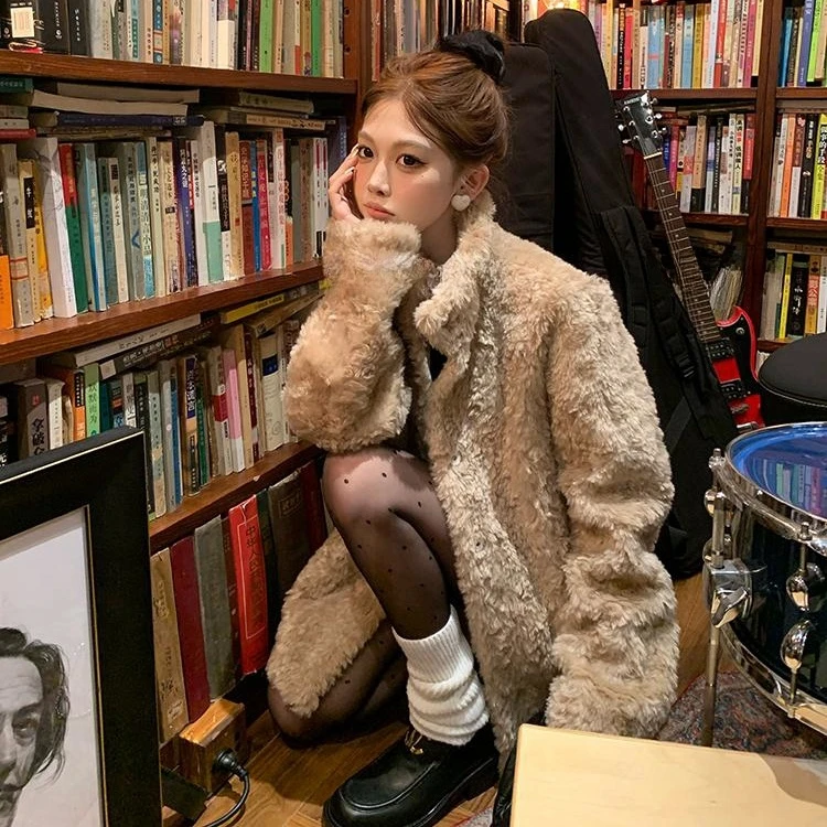 区别low货 真正的富人区2.0 环保皮毛一体毛毛外套女加厚毛绒大衣