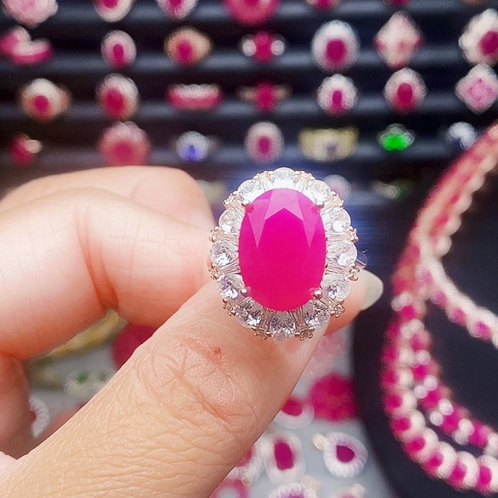 银S925镶嵌戒指红宝石