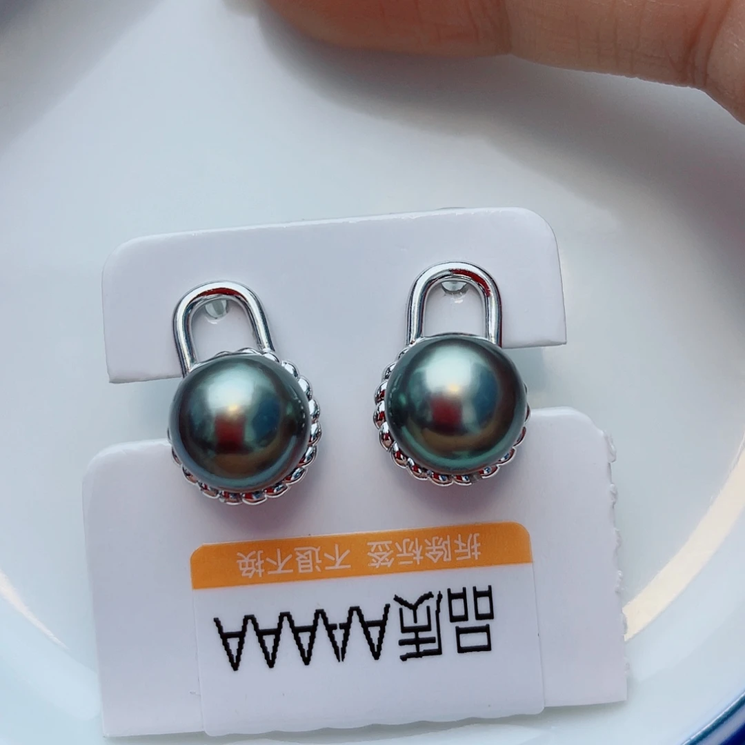 银S925镶嵌耳饰海水珍珠w65