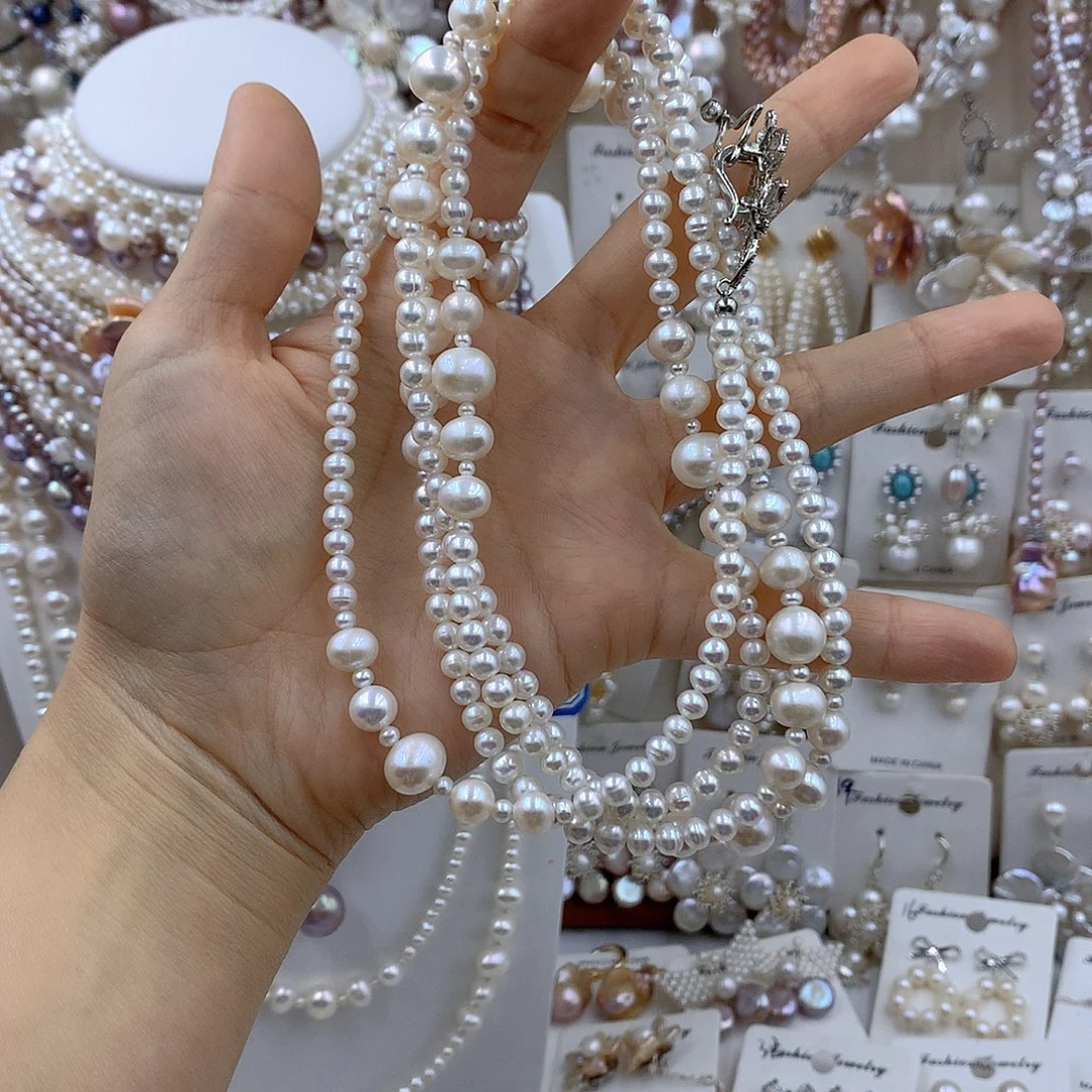 ****银S925镶嵌项链耳饰淡水珍珠