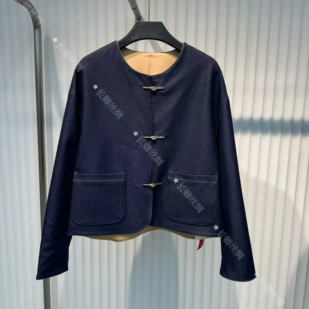 【长安】双面双穿 新中式国风盘扣牛仔外套上衣女FY5032403
