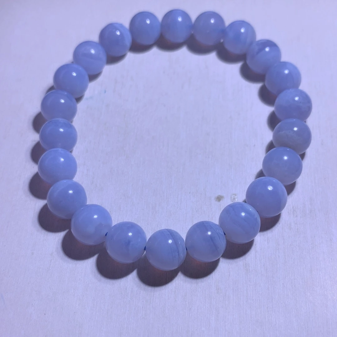 水晶手串银S925镶嵌蓝纹9m