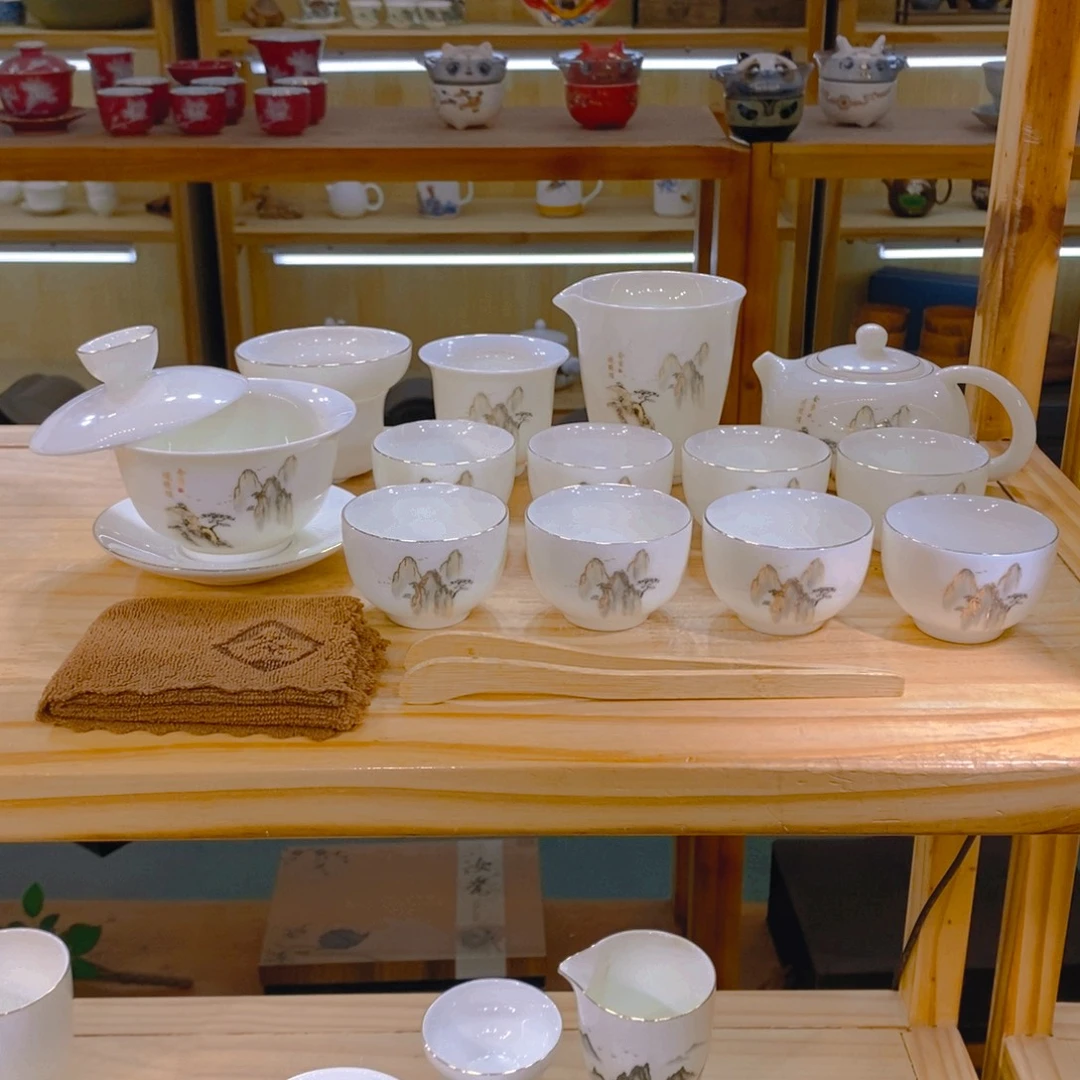 【不止】羊脂玉瓷茶具套装