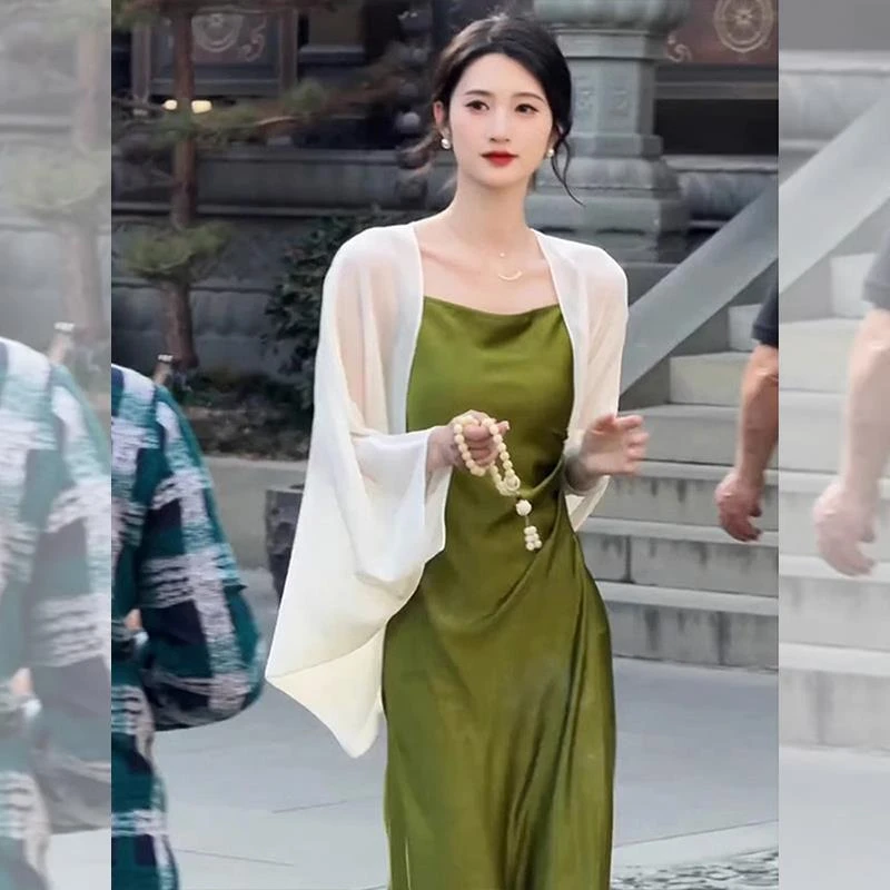 超仙薄款防晒衣女夏季配旗袍裙子外搭小披肩薄纱开衫外套透气罩衫