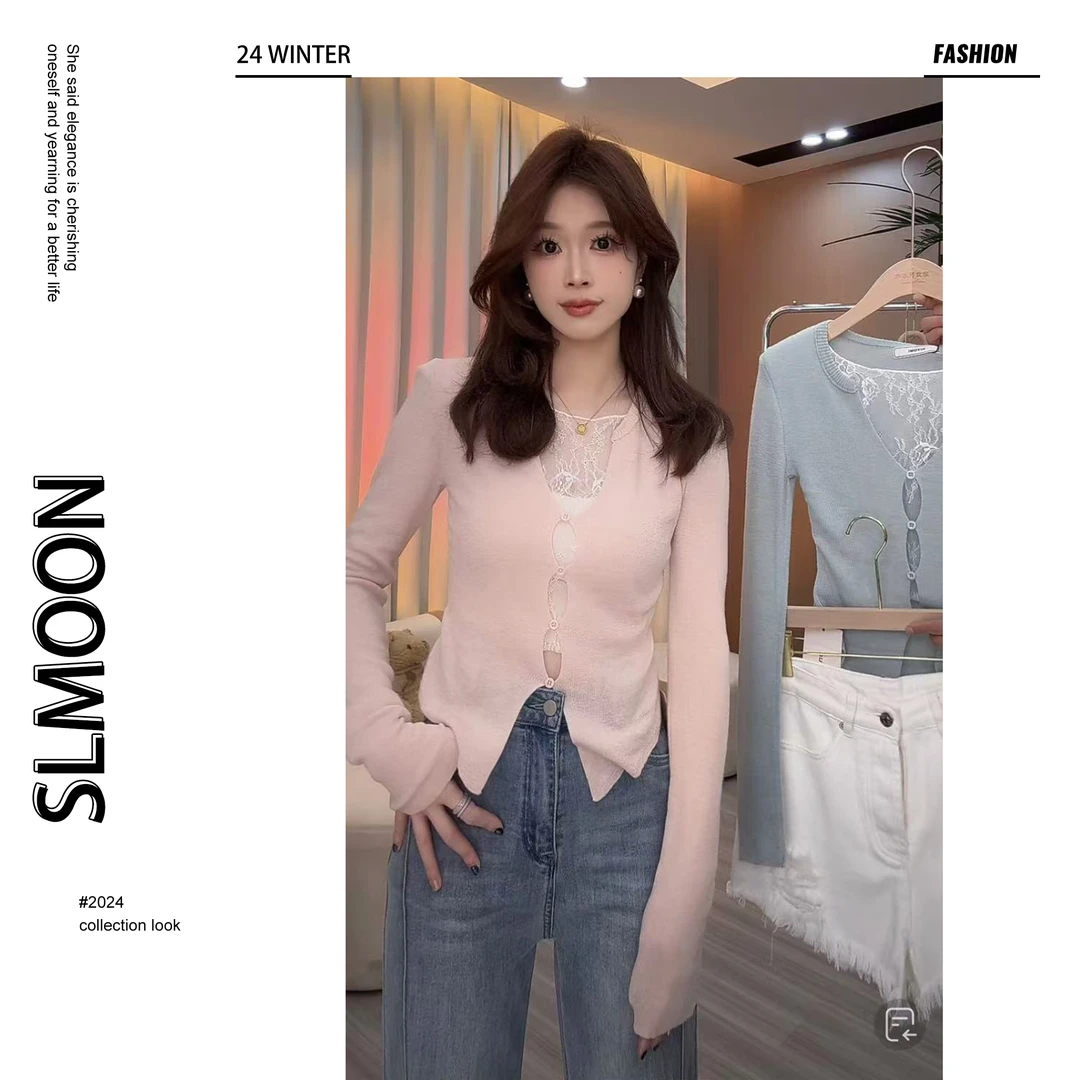 【大潘优品】【花期少女】假两件针织衫预CDP5ZZS2477A