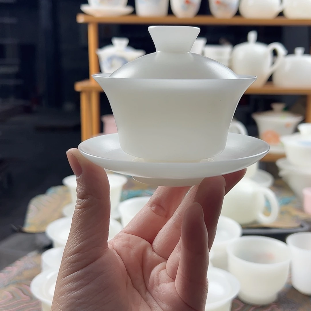 素烧璞玉小马蹄盖碗100ml盖下80ml