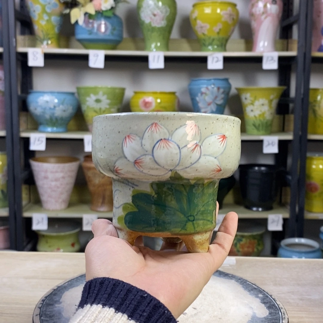 景德镇手工手绘陶瓷花盆