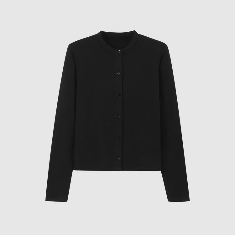 女士冬季澳洲进口美利奴羊毛圆领开衫打底-SQ25093