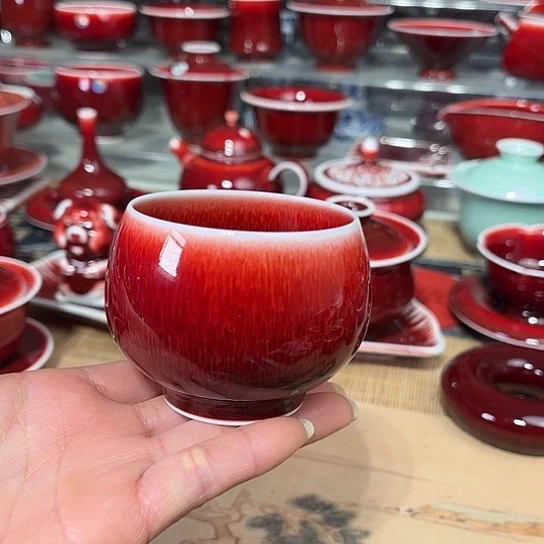 景德镇陶瓷红马坊龙蛋杯