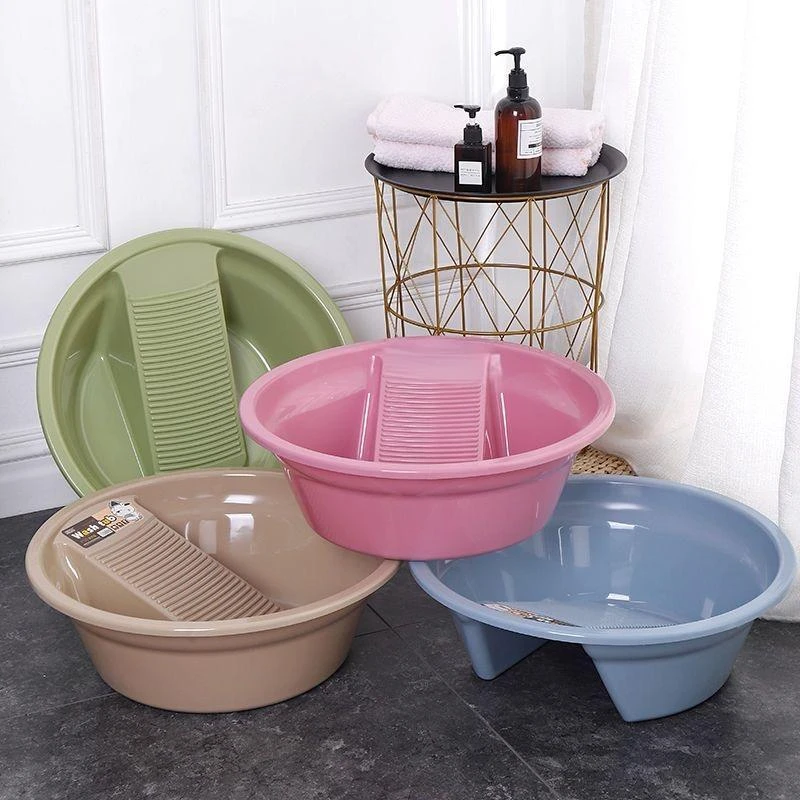 洗衣盆一体学生宿舍宝宝洗衣服盆子家用水盆加大号加厚塑料搓衣板