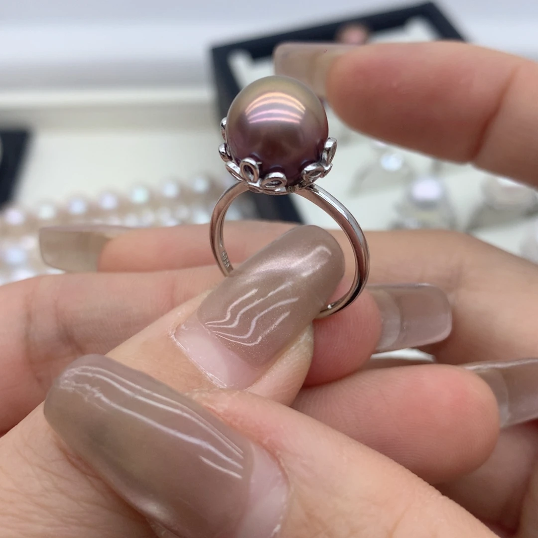 羊***子戒指淡水珍珠银S925镶嵌