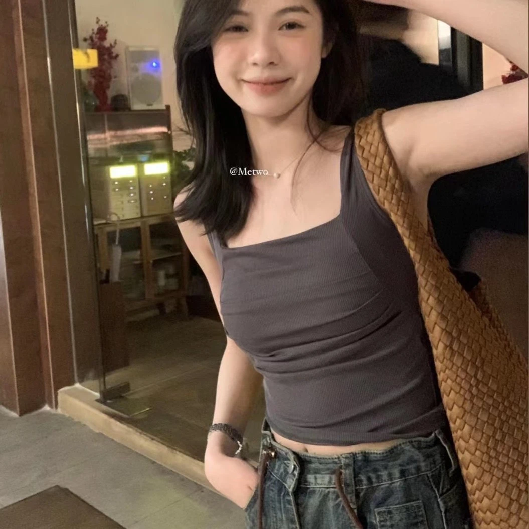 【粉丝福利】自带乳胶胸垫背心 辣妹背心自带胸垫短款打底上衣夏季