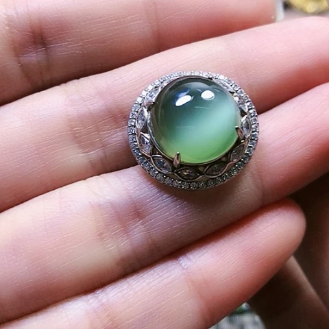 和田玉戒指银S925镶嵌