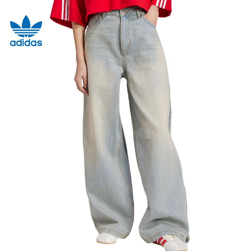 adidas Originals阿迪达斯三叶草女子运动牛仔长裤JX9210