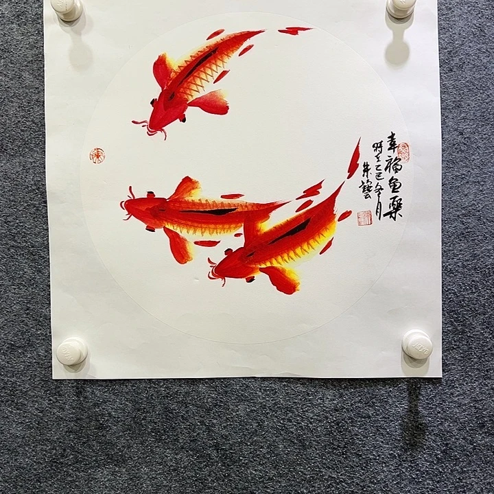 国画知鱼之乐纯手绘