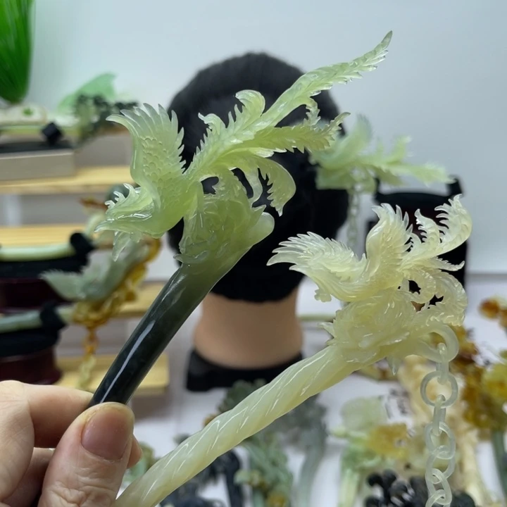 幸****蛇纹石玉合金发饰