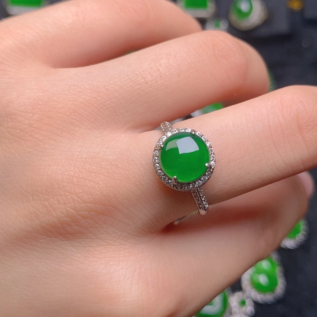 翡翠戒指银S925镶嵌