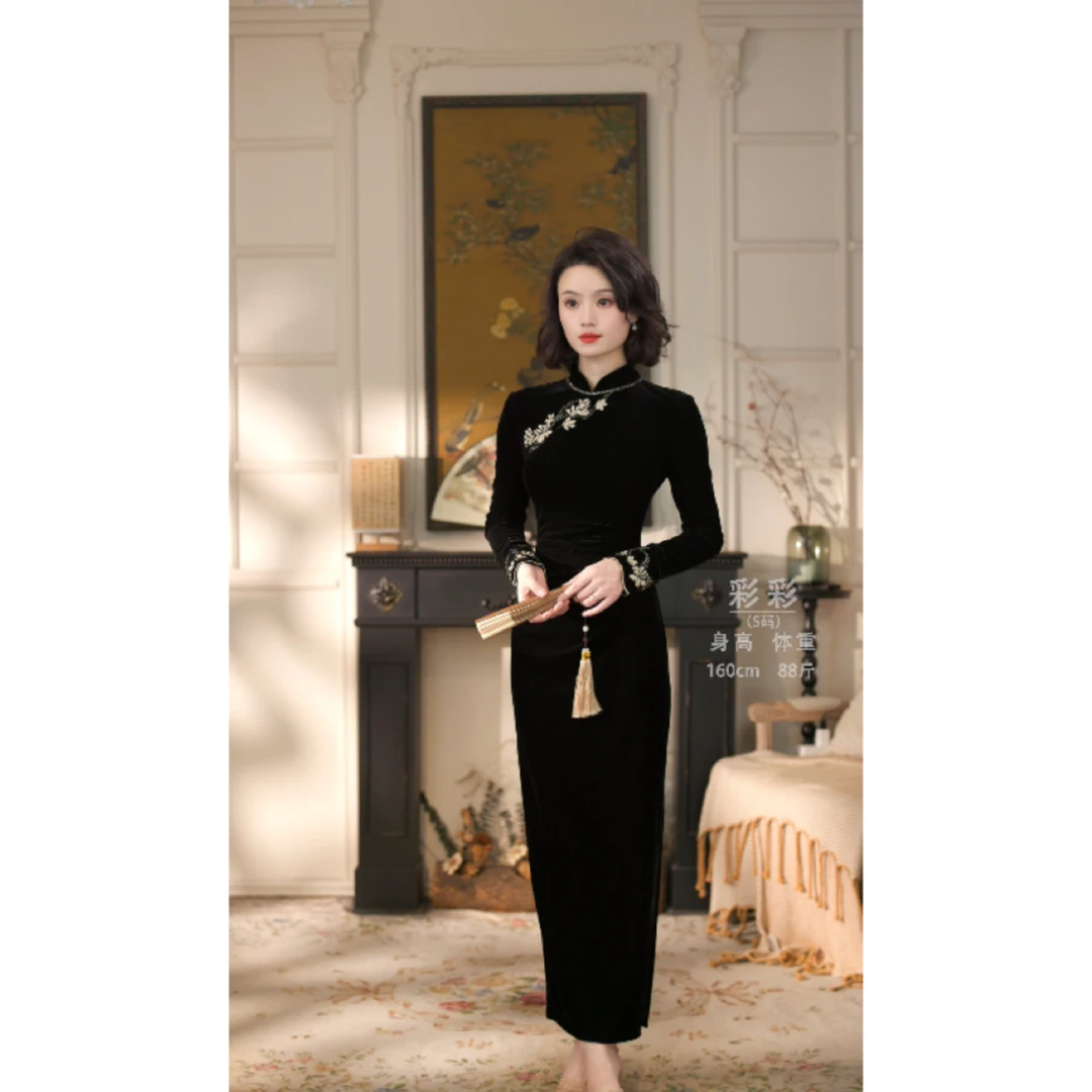 彩彩家【深海幻境】高级感修身显瘦优雅时尚气质改良款款旗袍连衣裙