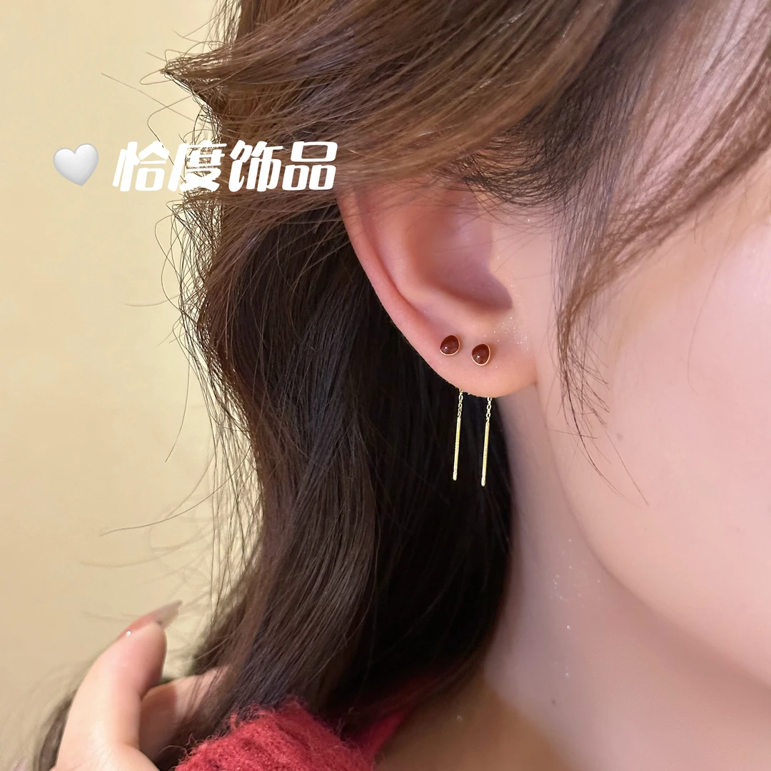 恰度｜新年款珐琅滴釉精致相思红豆耳线