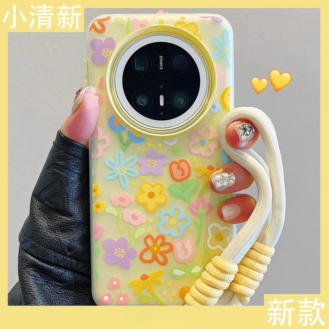 适用华为mate70/60pro+手机壳春日小清新涂鸦花朵立体pura70pro女
