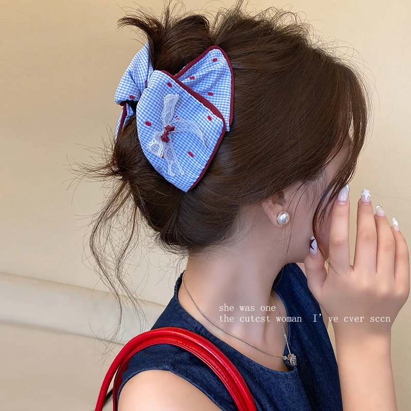 春夏协奏曲~可爱红蓝发夹女2025新款高端后脑勺气质抓夹ins鲨鱼夹