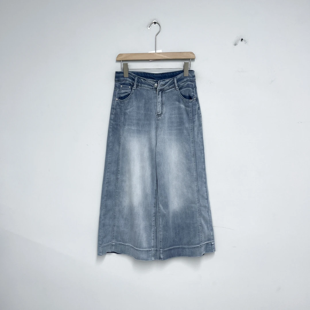 8669女装牛仔裤时尚百搭休闲夏季宽松水洗阔腿裤